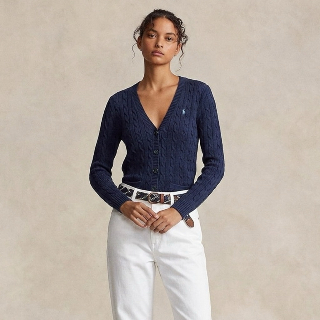 Ralph Lauren Sport Cable Knit Cardigan Navy