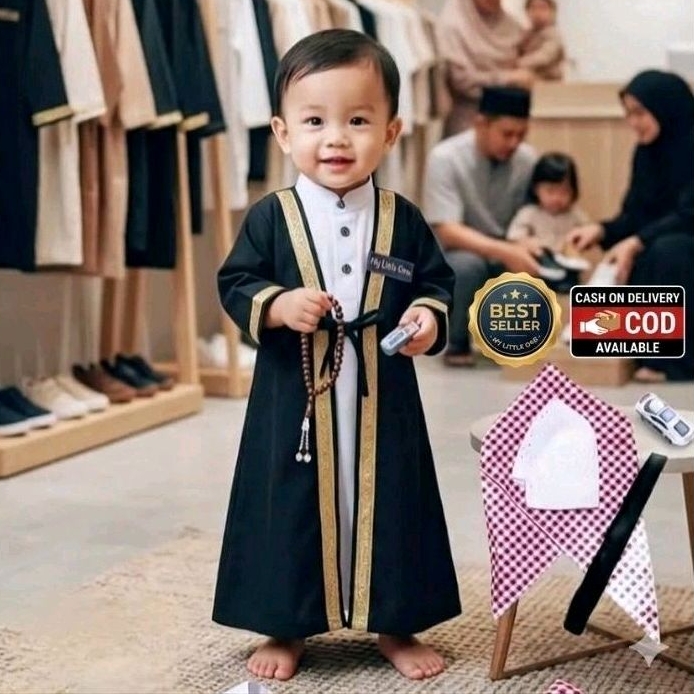 promo (cod) Free peci Igal sorban gamis jubah bayi laki / jubah baju bayi outer satu set 0-2 tahun /
