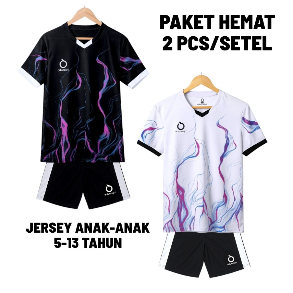 Jersey Futsal Baju Bola Anak PAKET 2 PCS/2 SETEL Baju Olahraga Anak-Anak Usia 5-13 Tahun Laki-Laki P