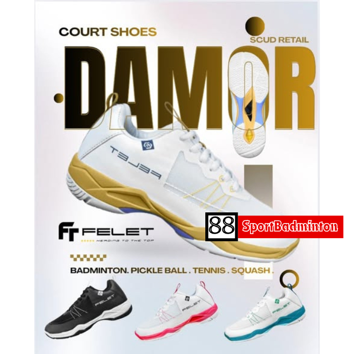 Felet DAMOR ( Court Shoes ) Badminton Shoes - Sepatu Badminton Original Felet