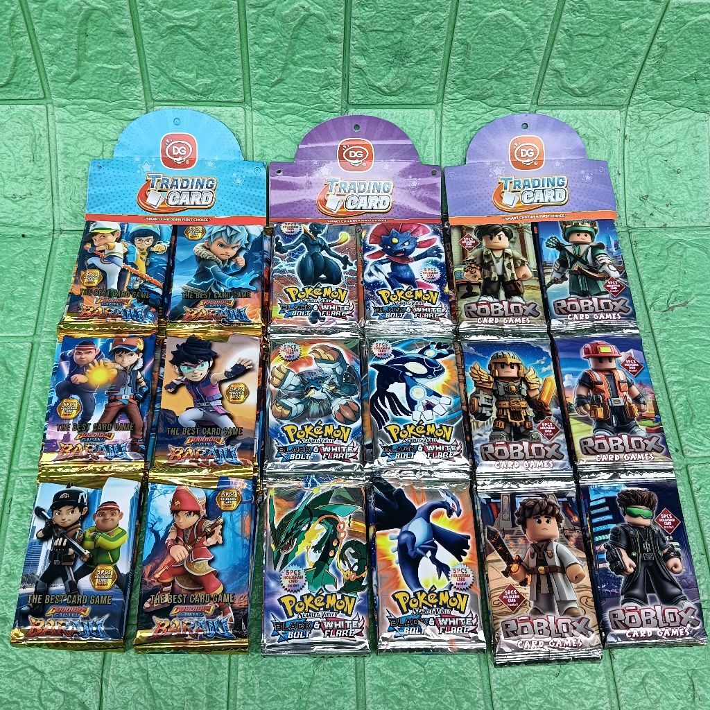 12 Sachet Mainan Kartu impor Gambar Pokemon OnePiece Boboiboy Naruto Bola Trading Card Grosir