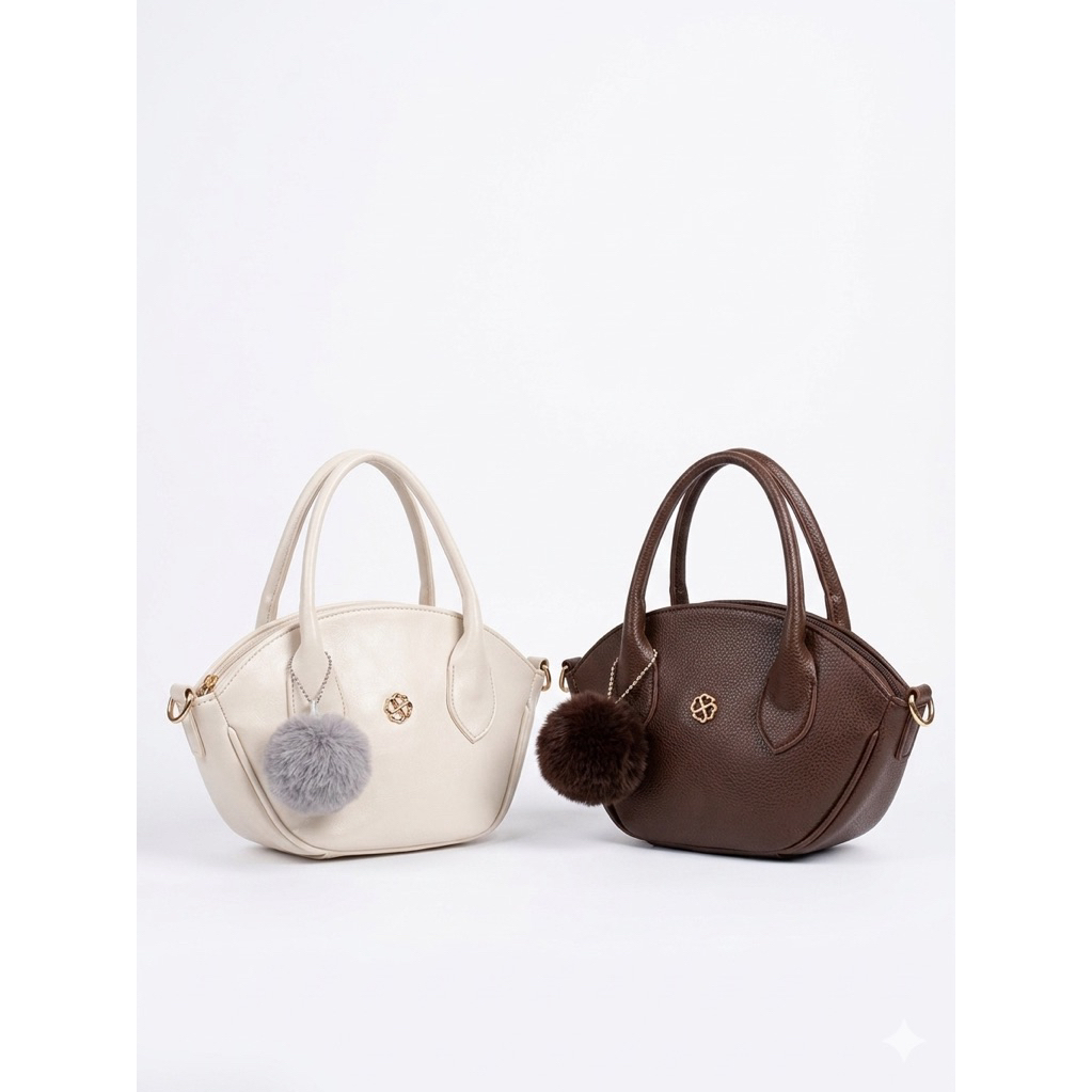 [EKSKLUSIF] Tas Dumpling Mini Wanita Chic - Free Pom-Pom Lucu & Tali Panjang