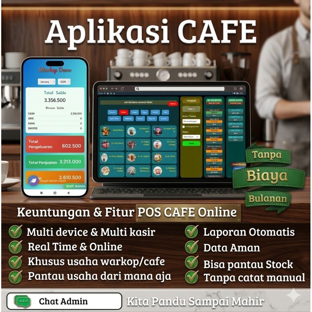 Aplikasi Kasir Digital Cafe & Resto Android - Software Kasir Online Full Fitur Tanpa Langganan Bulan