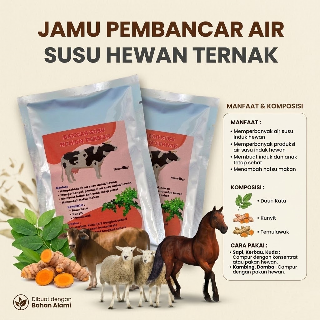 BANCAR SUSU VITAMIN JAMU UNTUK MELANCARAN PRODUKSI SUSU INDUK HEWAN SAPI KUDA BABI KAMBING DOMBA