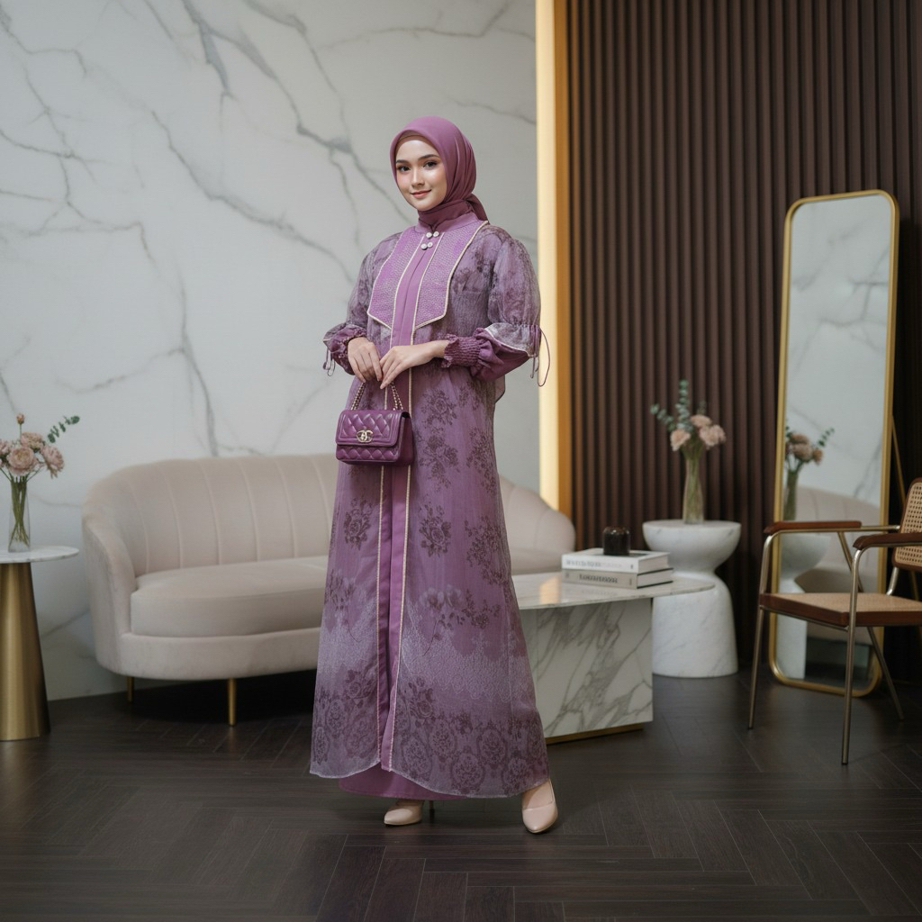 gamis set hijab organza lepas pasang gamis bini orang terbaru model lepas rompi gamis rompi lepas ga