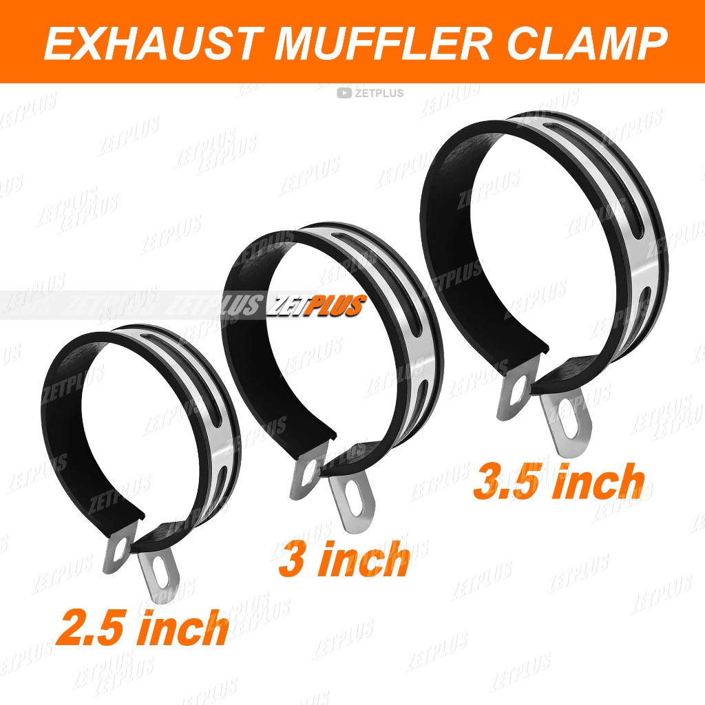 KLEM KNALPOT GANTUNG UNIVERSAL + KARET TAHAN PANAS (2.5 / 3 / 3.5 Inch) Exhaust Muffler Clamp kleman