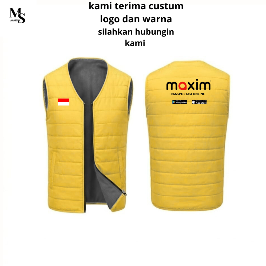 BISA CUSTOM - Jaket Rompi maxim Original Terbaru / Rompy Ojol Grab Maxim