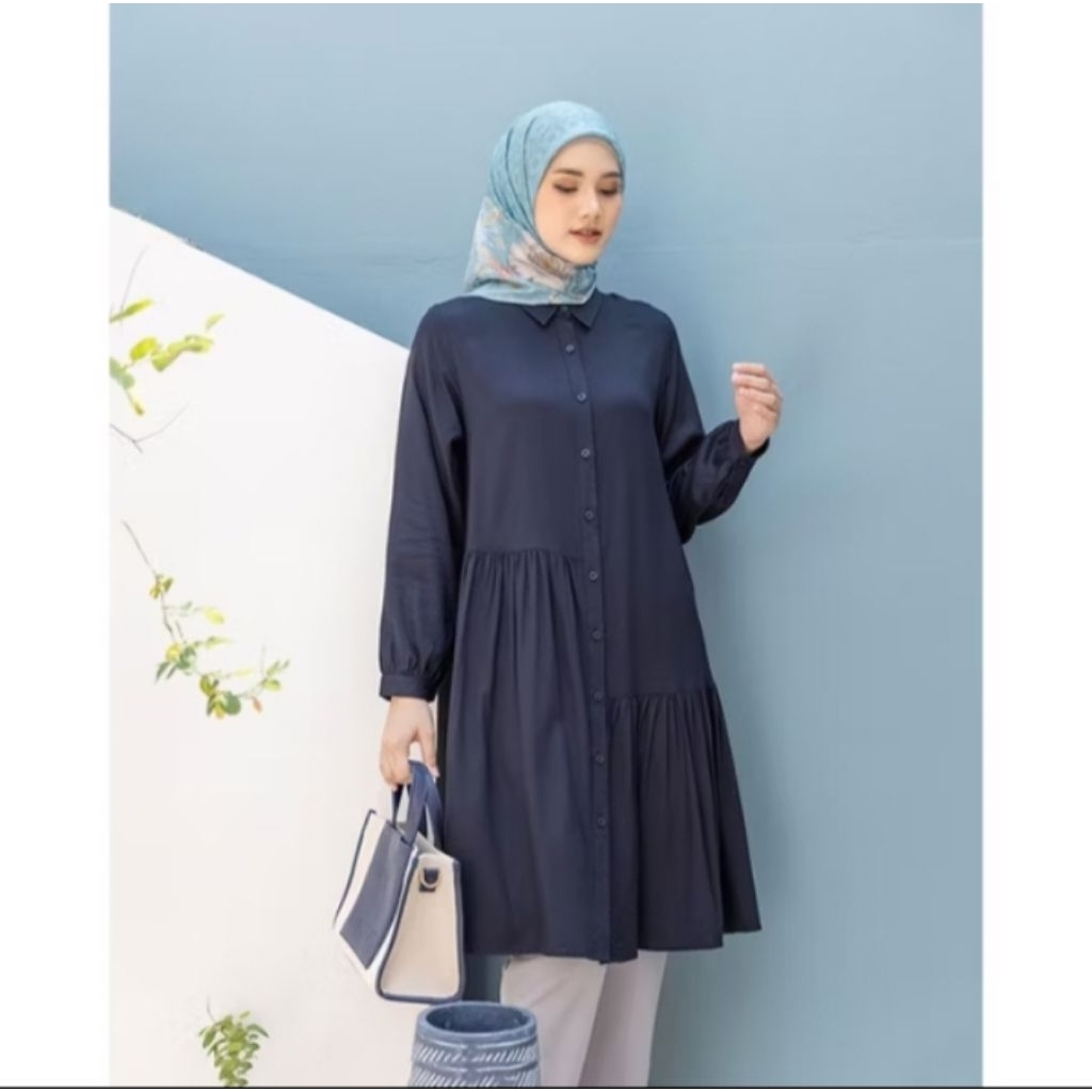 Arabella Tunic Warna Navy Size M Heaven Lights HL Preloved Tunik Polos wanita muslim