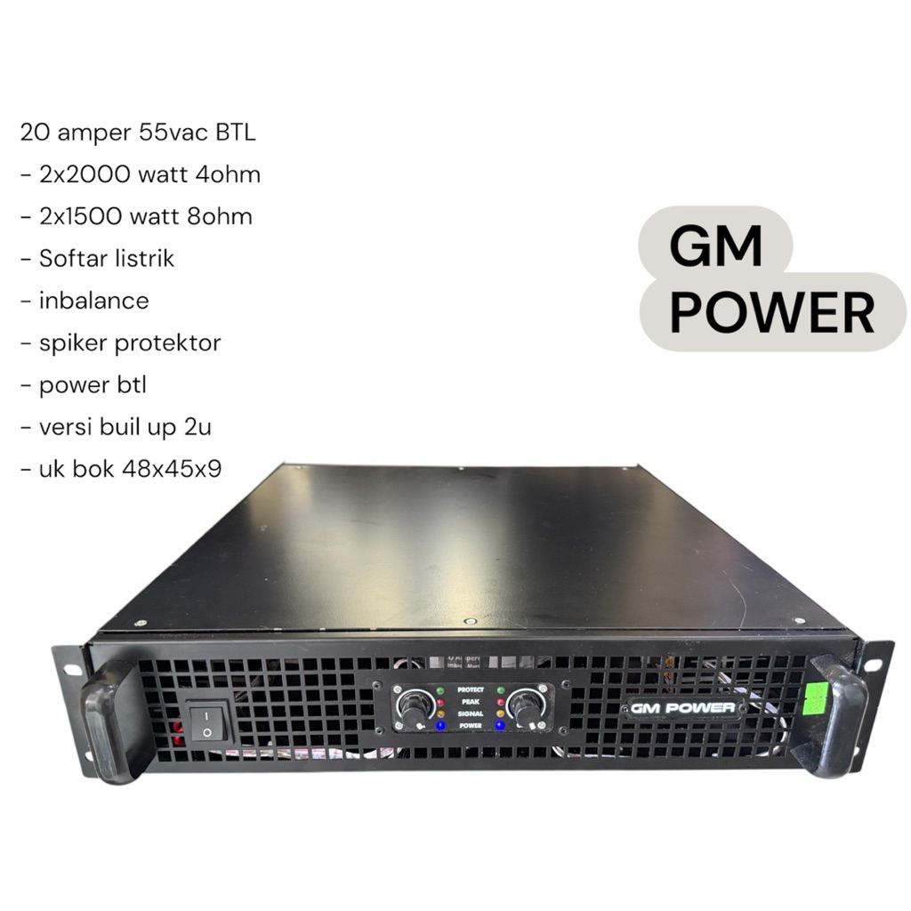 Power 20 Amper Btl 55vac Power Rakitan versi buil up 2 Chanel 2u fre peking kayu