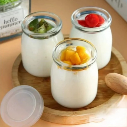 Toples Jar Kaca 150ml Pudding Jar Yoghurt Botol Kaca 150ml Tutup Putih Bumbu Saos Jar Puding Selai