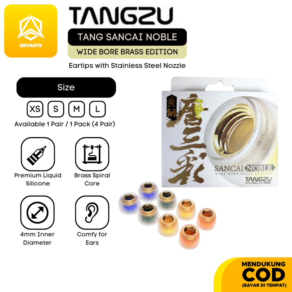 Tangzu Sancai Wide Bore Noble Silicone Brass Eartips For In Ear Monitor Earphone