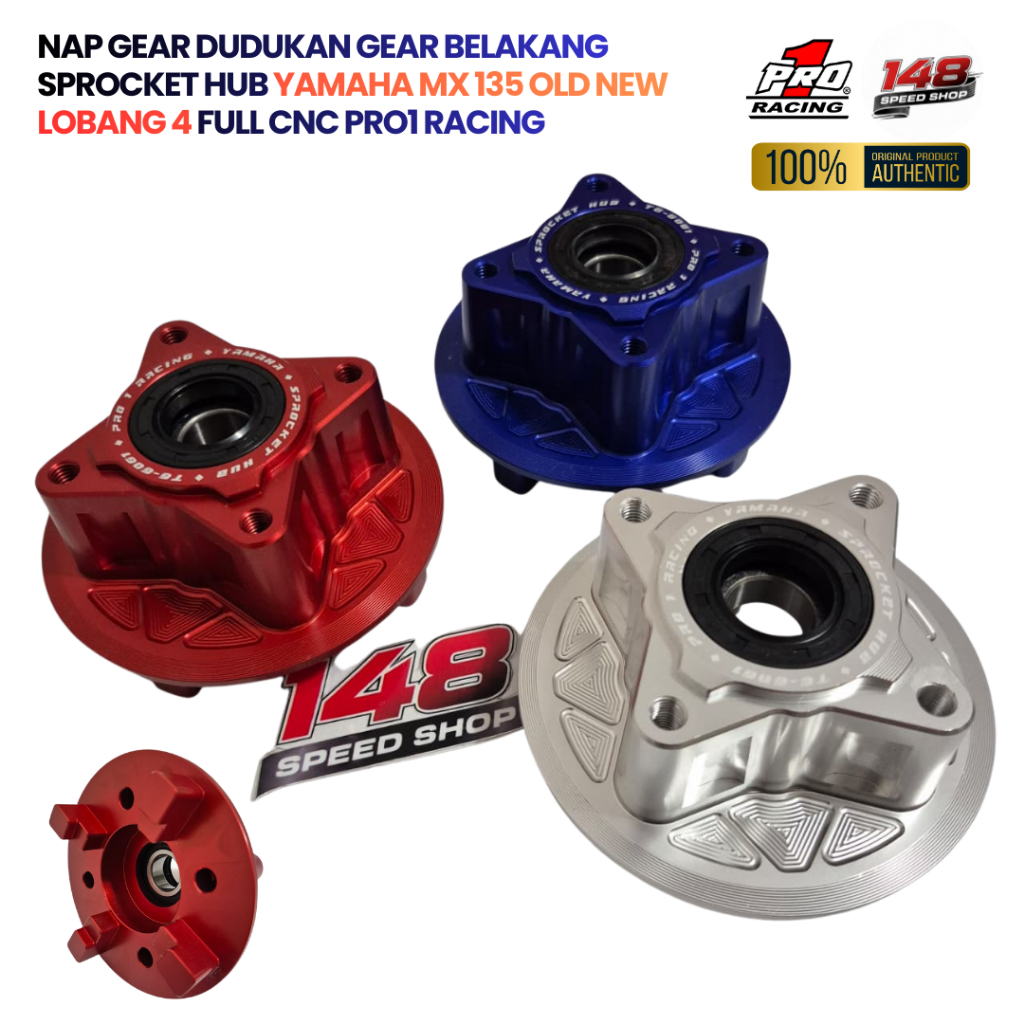 NAP GEAR DUDUKAN GEAR BELAKANG SPROCKET HUB YAMAHA MX 135 OLD NEW LOBANG 4 FULL CNC PRO1 RACING