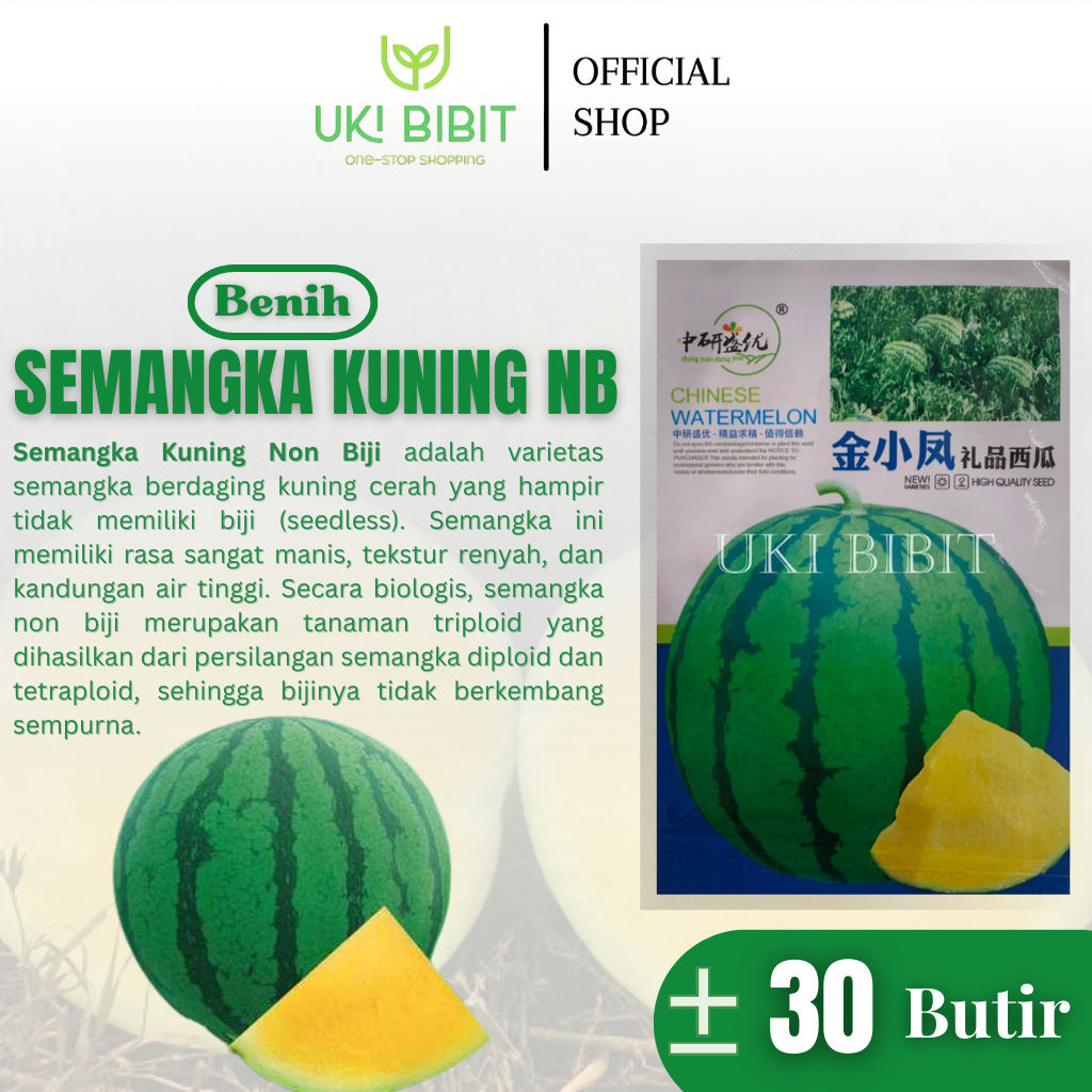 Kemasan Original | Benih Biji Semangka Kuning Non Biji | Semangka Kuning