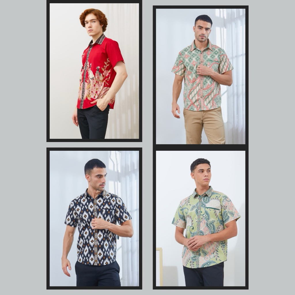 113 SERIES 2-KEMEJA LENGAN PENDEK KATUN STRECH-BATIK I ONE-HEM BATIK LEBARAN-KEMEJA KERJA
