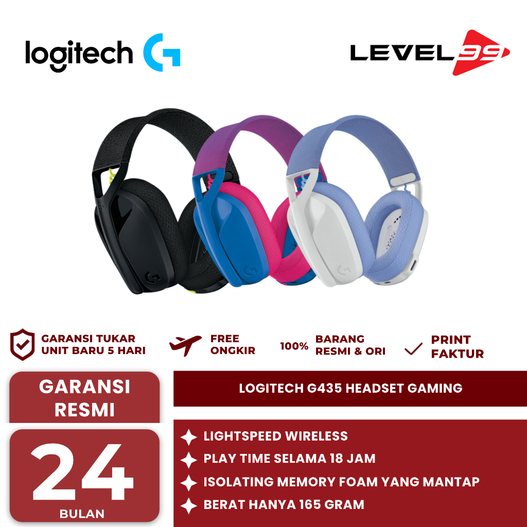 Logitech G435 Headset Gaming Bluetooth Wireless