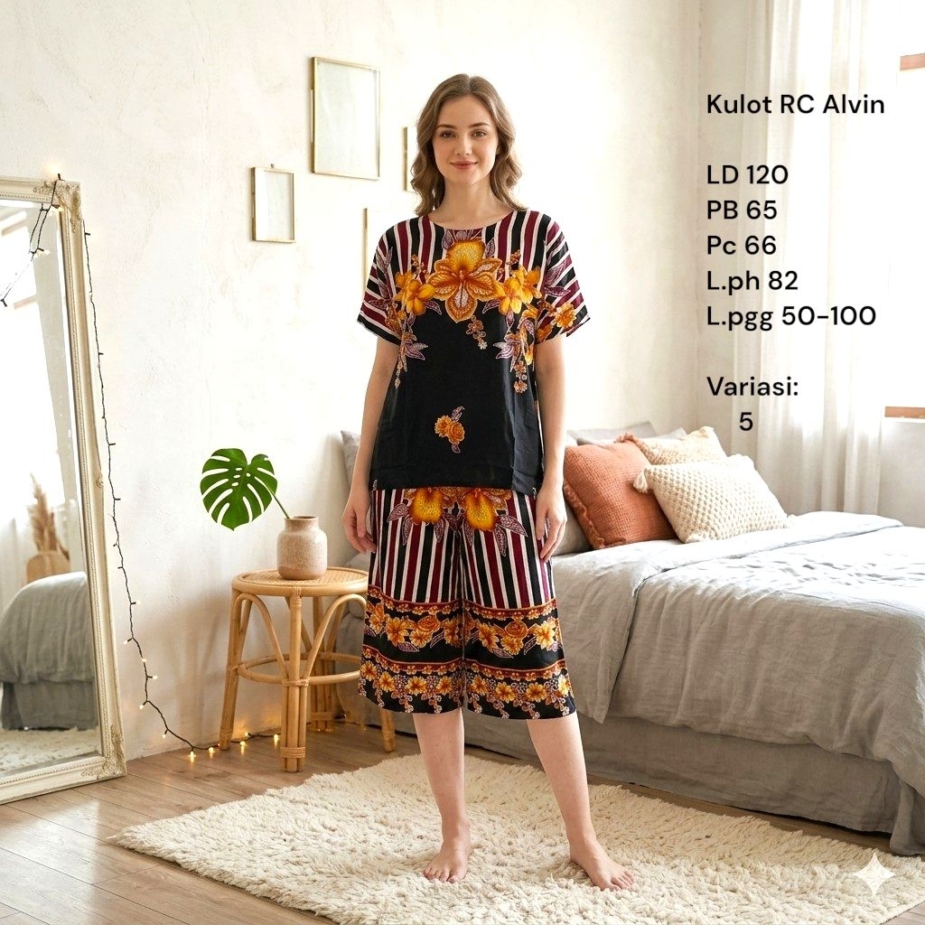 Setelan Piyama Kulot Jumbo Dari Batik Alvin (KT RC)