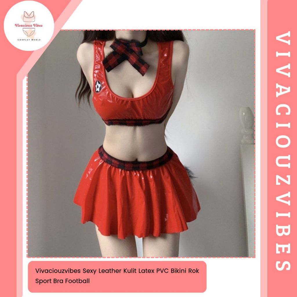 Vivaciouzvibes Sexy Leather Kulit Latex PVC Bikini Rok Sport Bra Football
