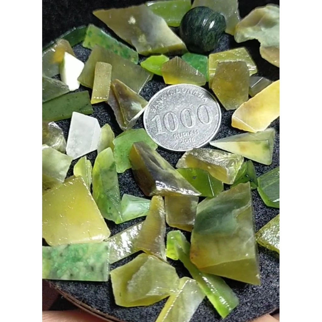 X22 - 50 Pcs - Batu Idocrase ACEH Potekan - Serpentine Lumut Ice Jade Solar Lumut Murah