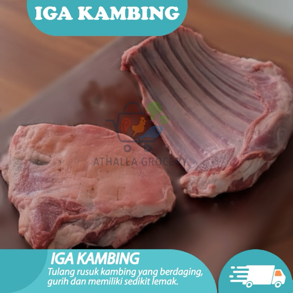 ​Iga Kambing Muda 1kg - Tulang Rusuk Kambing Berdaging Frozen Surabaya
