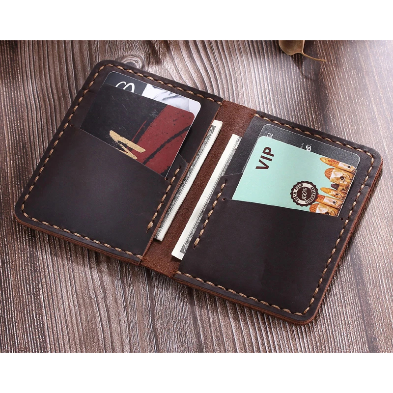 Dompet Kulit Pria Premium Bifold Vintage – Dompet Kartu Minimalis Tipis Elegan