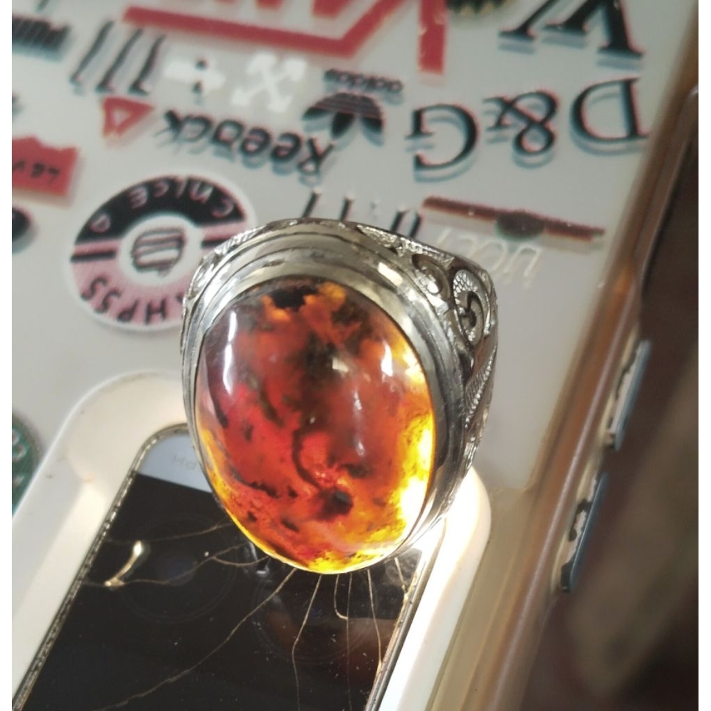 Permata les bungkil ampel tiing kristal istimewa  ring 8'5