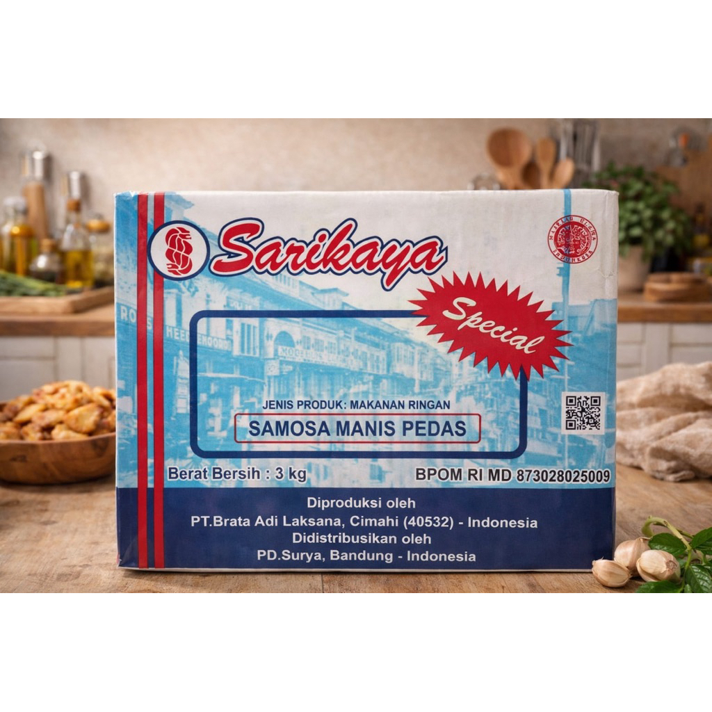 SAMOSA MANIS PEDAS PREMIUM SARIKAYA 3kg RENYAH – GURIH, PEDAS & NAGIH