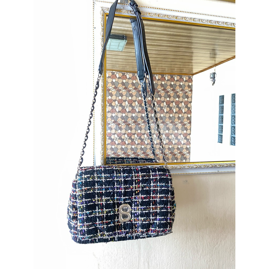 Preloved tas buttonscarves tweed zoey bag