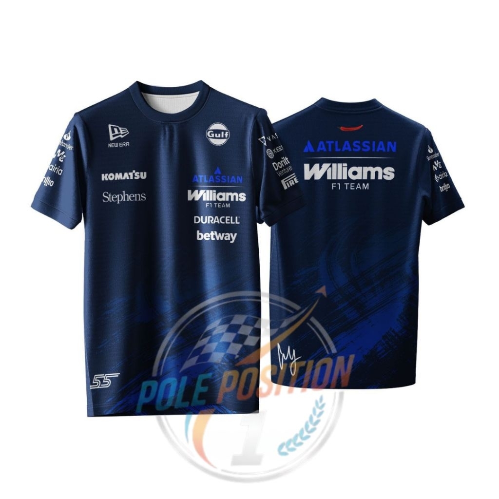 PROSES KILAT Jersey F1 Williams Racing 2026 Carlos Sainz Fullprint  Lengan Pendek