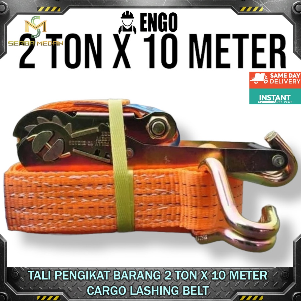 Tali Pengikat Barang Rachet Tie Down 2Tx10M Tali Cargo Lashing BELT Tali Bak Truk KREK SOUND SISTEM