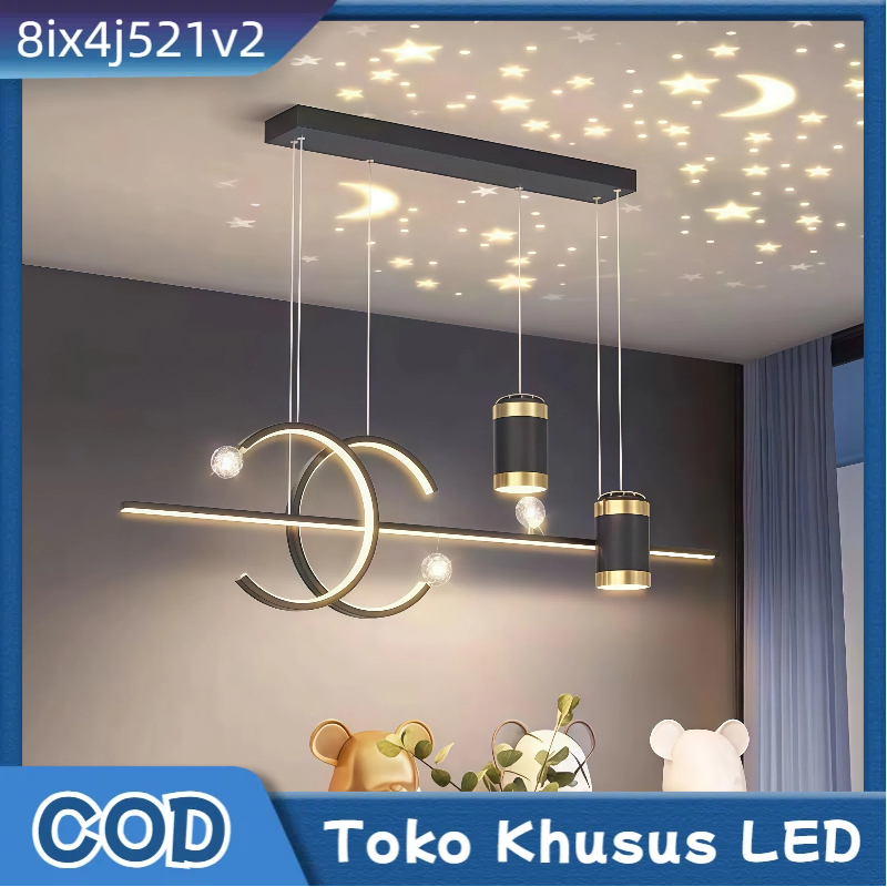 Lampu Gantung Hias Ruang Makan Minimalis Nordic Mewah Lampu Gantung Proyektor Bintang Lampu Mini Bar