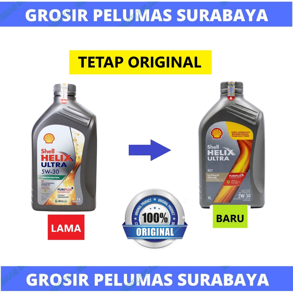 ORIGINAL Oli mesin bensin diesel HYBRID Barcode Scan Shell Helix ULTRA ECT 5W 30 Helix hx8 5W/30 5W-