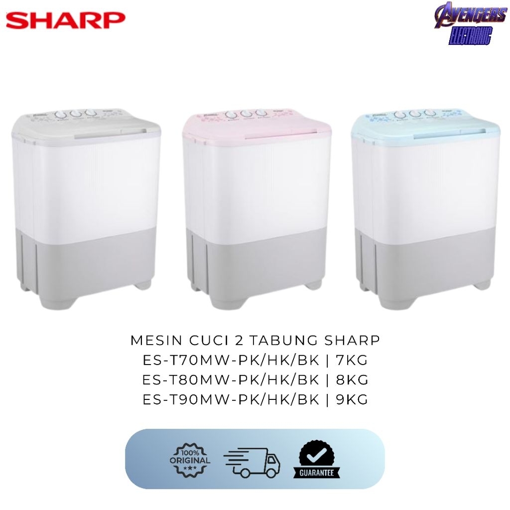 Sharp Mesin Cuci 2 Tabung 7kg, 8kg, 9kg