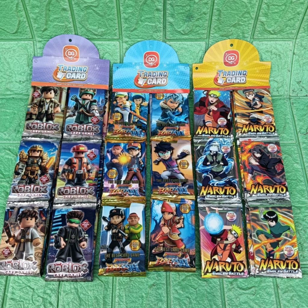 Paket 12 Sachet Mainan Kartu BOBOIBOY GALAXY New Version 2 FF ML TUNG BRAINROT NARUTO impor Trading 