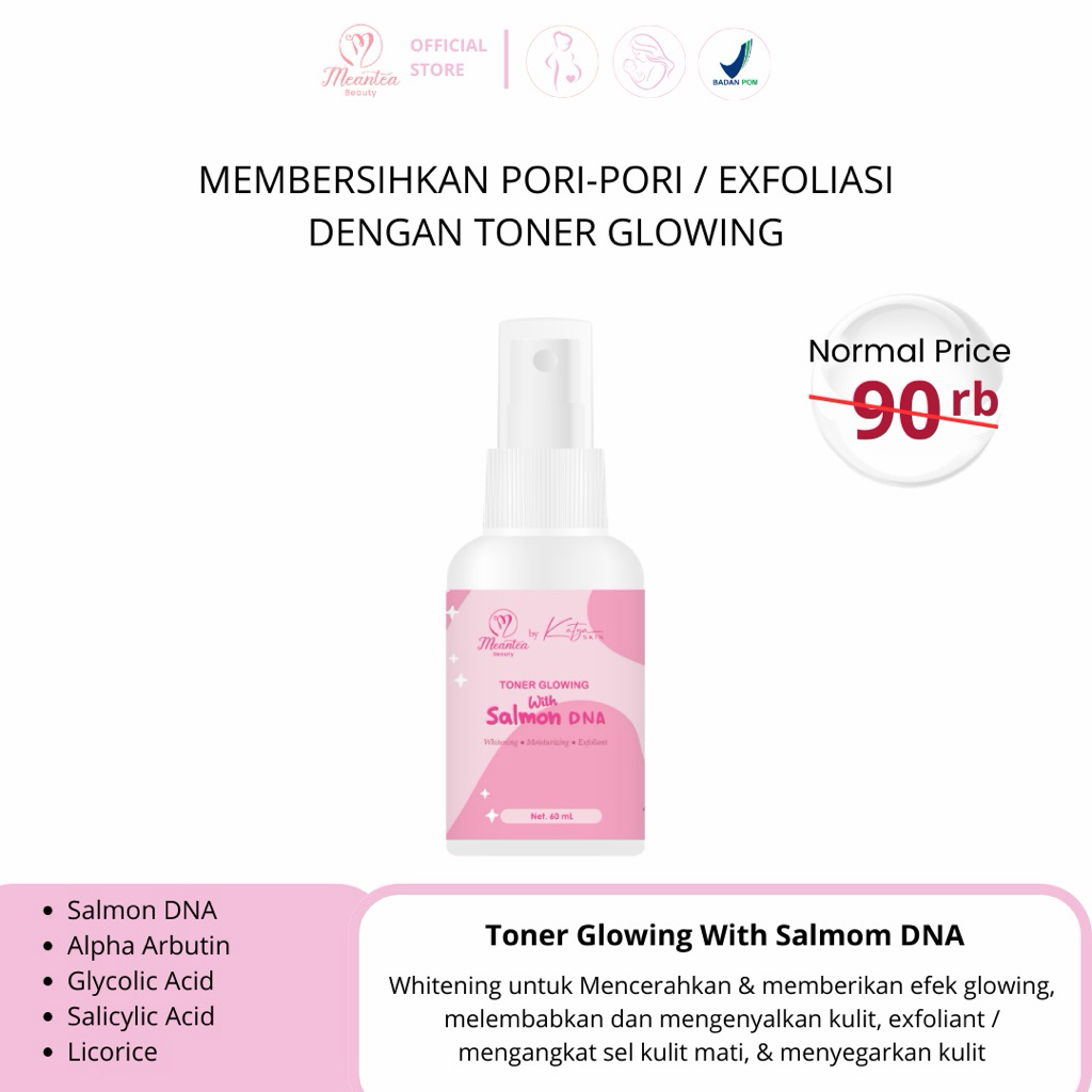 Meantea Beauty - Toner Glowing Salmon DNA 60ml BPOM | Whitening-Moisturizing-Exfoliant