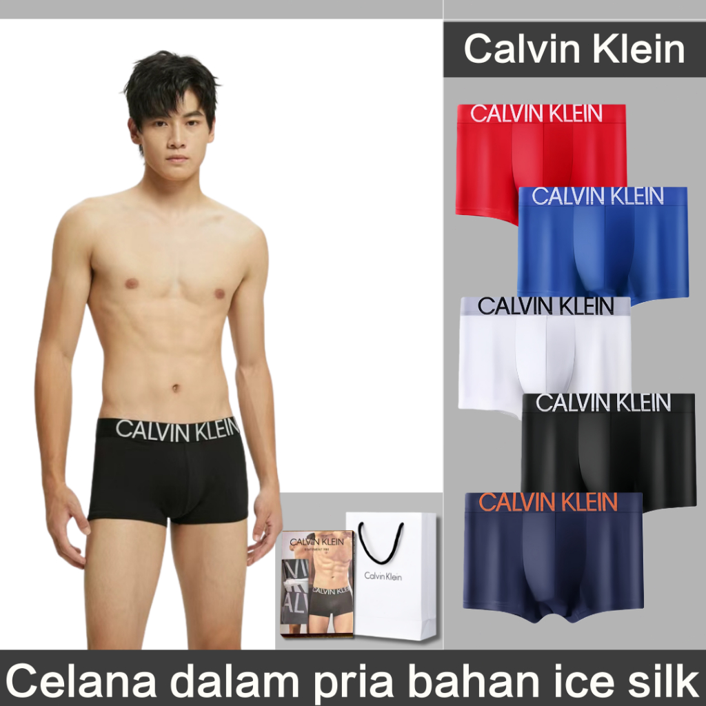 Celana Dalam Pria Ice Silk Calvin Klein – Celana Boxer Pria CK – Adem Nyaman dan Bernapas – 3 pack