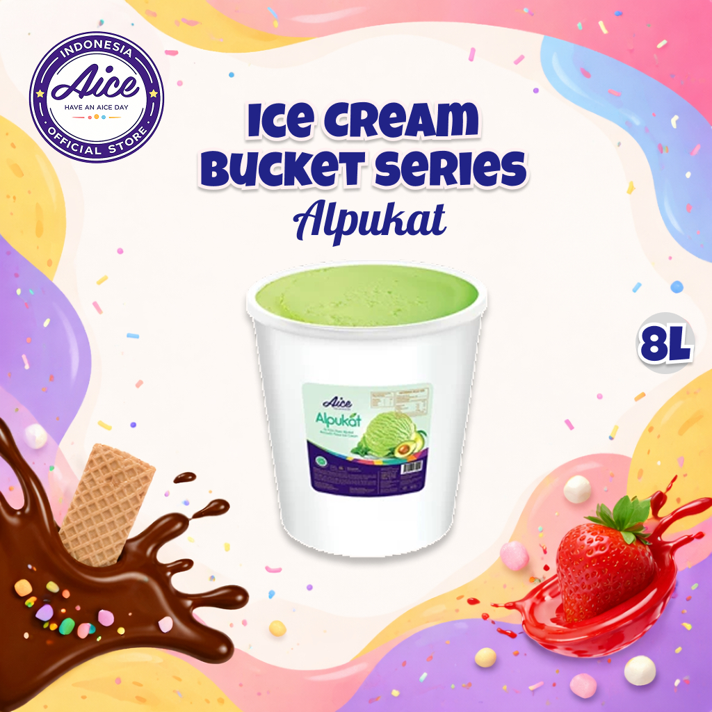 AICE Ice Cream Bucket Series Alpukat 8L Rasa Alpukat Kemasan Besar