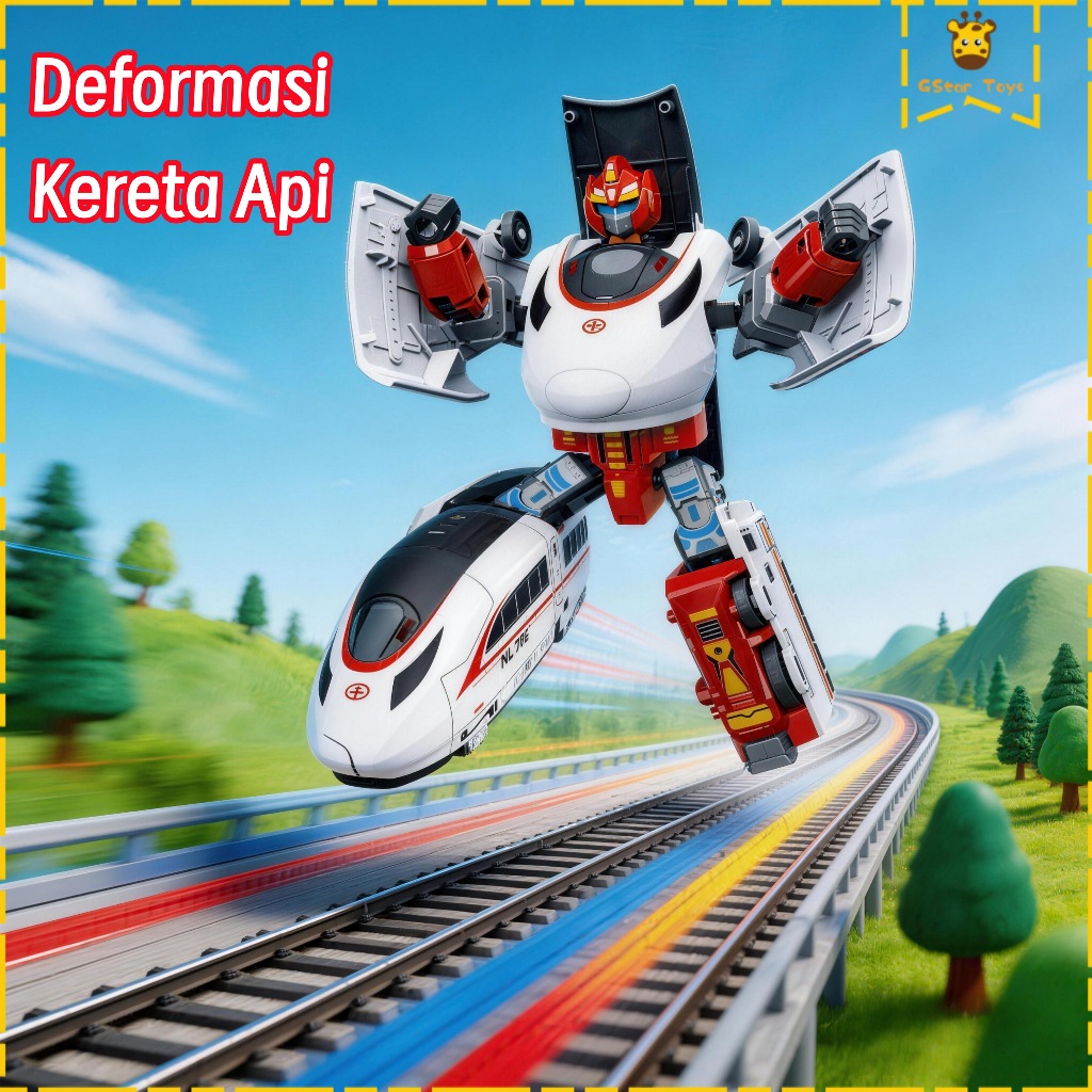 Gstar Mainan Robot Kereta Cepat Interaktif dengan Deformasi Manual, Bermain Roleplay Pahlawan Stimul