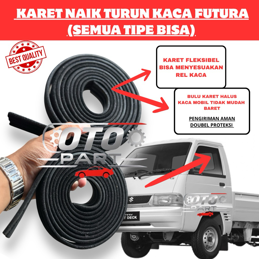 Karet Naik Turun Kaca Mobil / Karet Jalur Kaca Pintu Carry Futura T120SS L300 Dll / Chanel Kaca Bulu