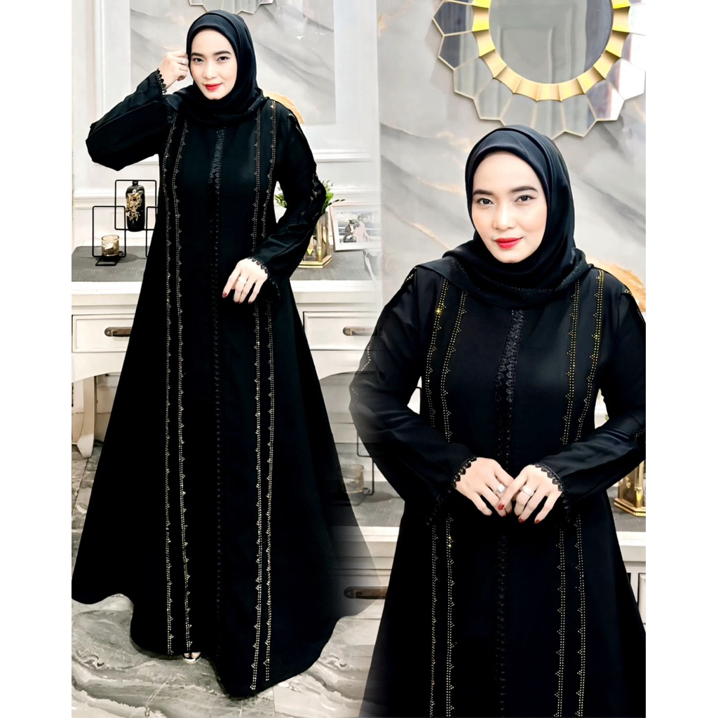 Abaya HUMAIRA BY ZFR Gamis Arab, Abaya hitam elegan