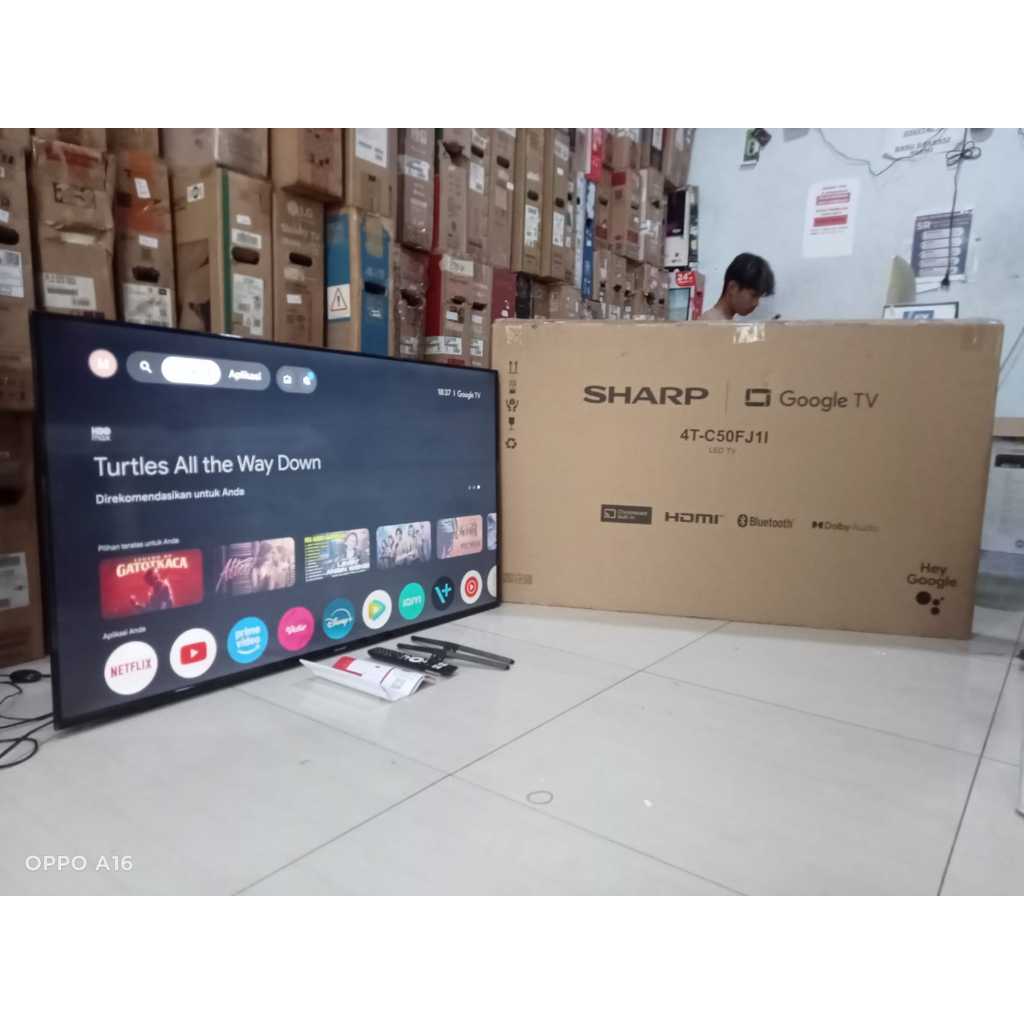 TV LED SHARP 50IN 4K UHD GOOGLE TV YOUTUBE DIGITAL TV KONDISI BEKAS PEMAKAIAN 7295F