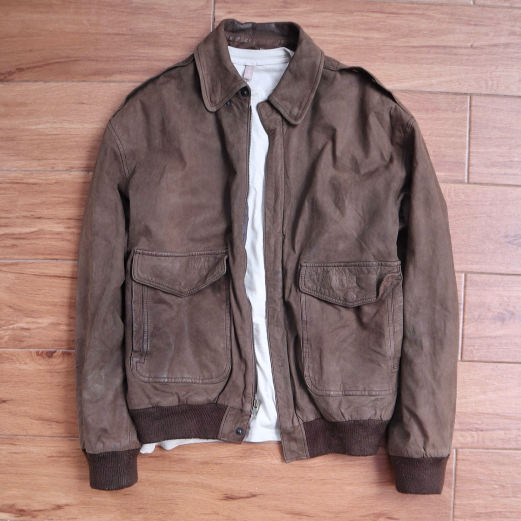 Jaket kulit asli XL domba pilot bomber vintage type A2 cockpit genuine leather jacket