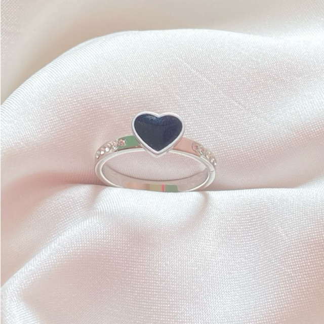Cincin Titanium Wanita Motif Love Silver Anti Karat