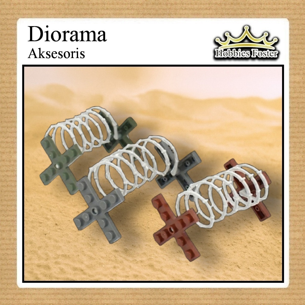 HBF ACC Miniatur BARICADE Wire Block - Mainan Pagar Bembatas Aksesoris Diorama Pangkalan Militer