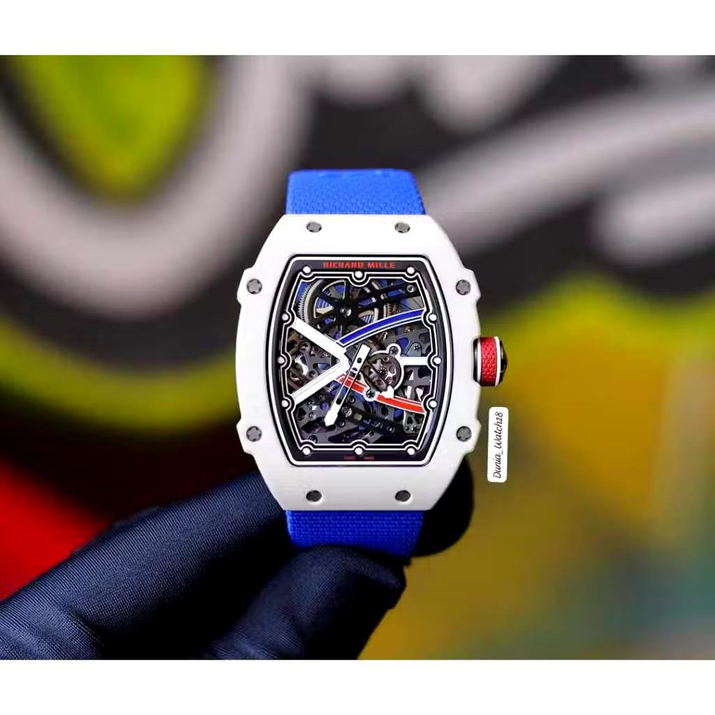 Jam Tangan Richard Alexis Pinturault Mille RM 67-02 White Dial Carbon Swiss Automatic Movement