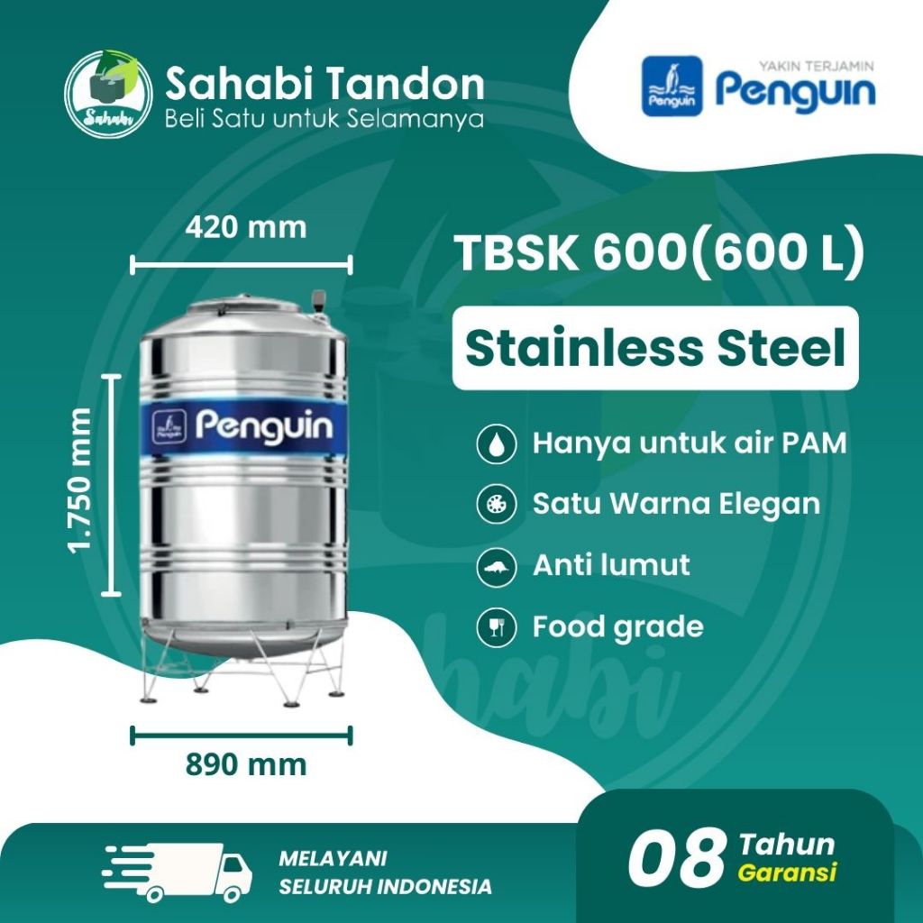 Tandon Air / Toren Air / Tangki Air Stainless Penguin/Pinguin TBSK 600 Anti Lumut