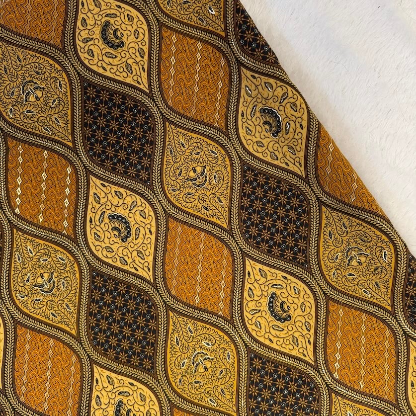 Kain Batik Foil / Prada Halus Premium Motif Sidoluhur Warna Cokelat Sogan Emas (Per Meter)