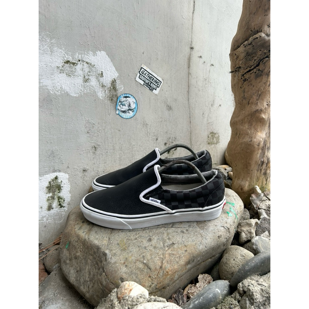 Vans Slipon Chekerboard Leather Black
