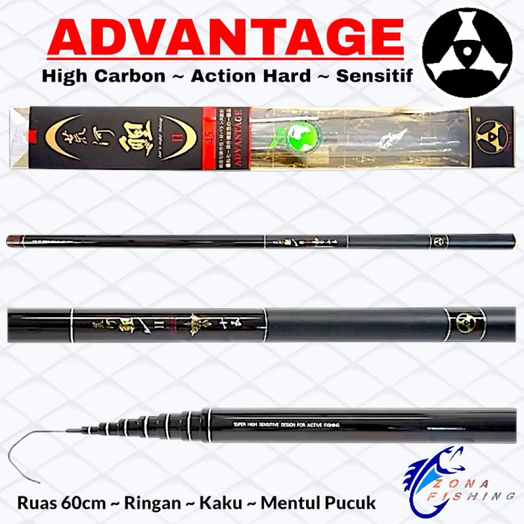 Tegek Threefish Advantage 360 450 Cm High Carbon Ringan Kaku