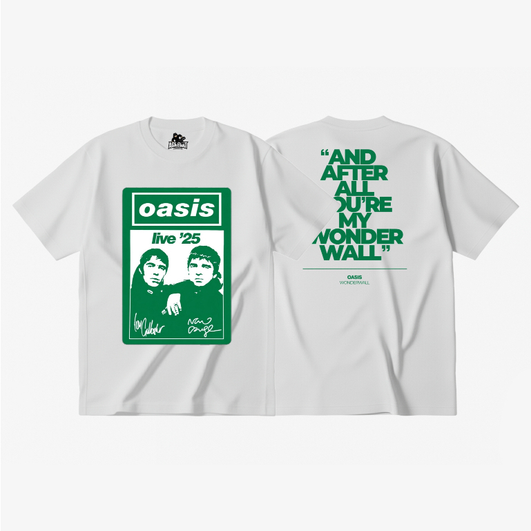 Agregat | T shirt Oasis Original Wonderwall Liam Gallagher Noel Gallagher Green