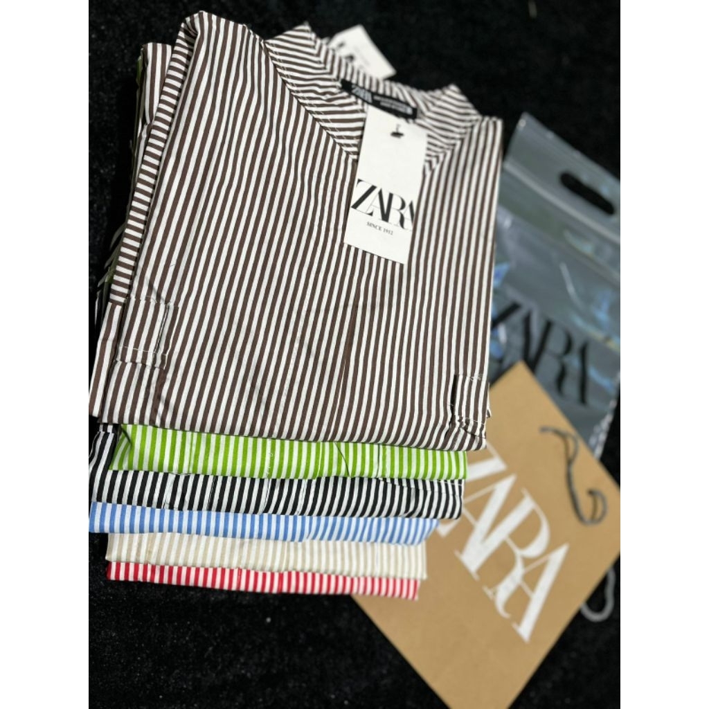 KEMEJA ZARA WANITA - Stripe kecil
